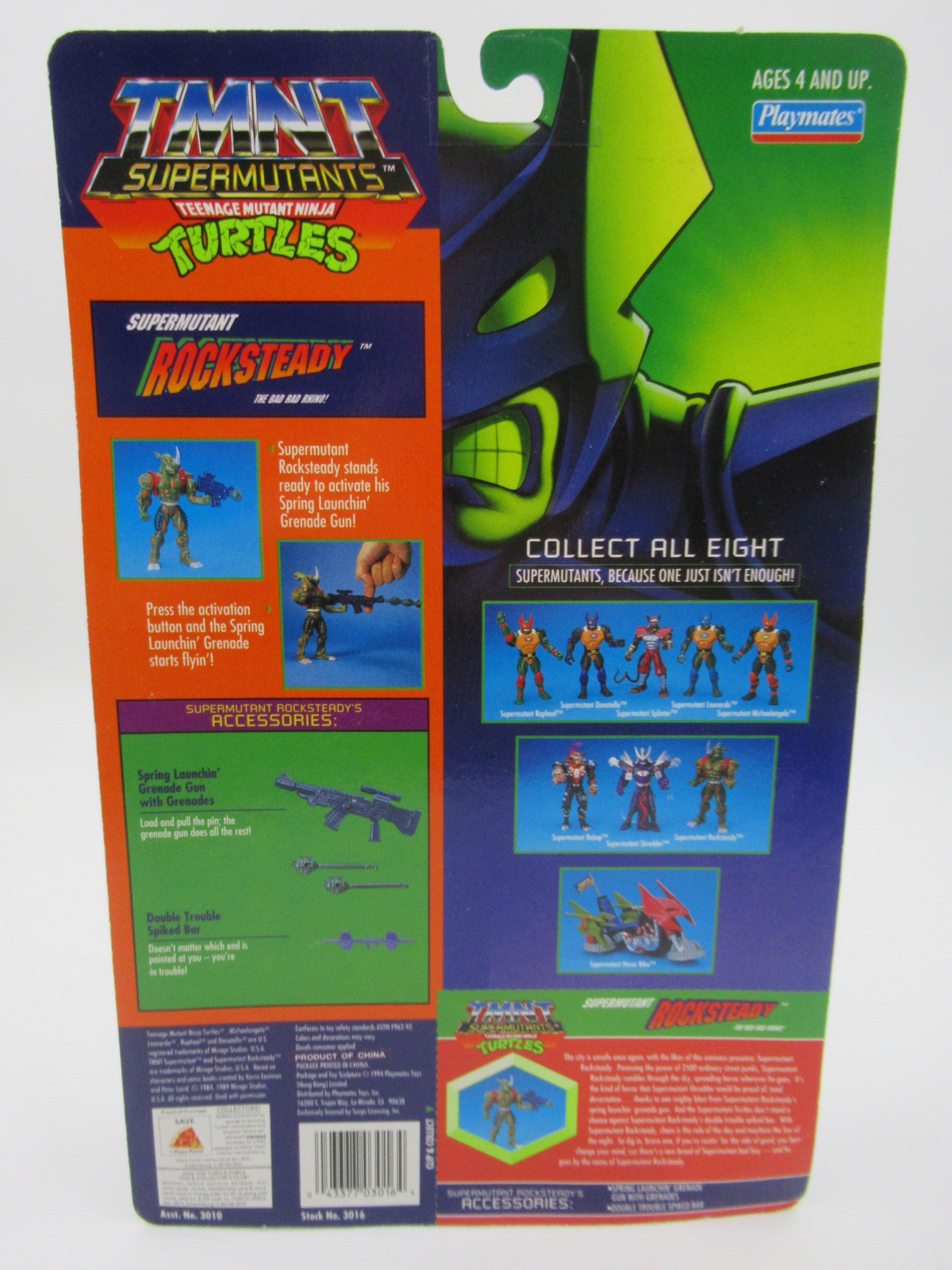 Teenage Mutant Ninja Turtles Supermutants Rocksteady 6" Figure TMNTs - Playmates (1994)